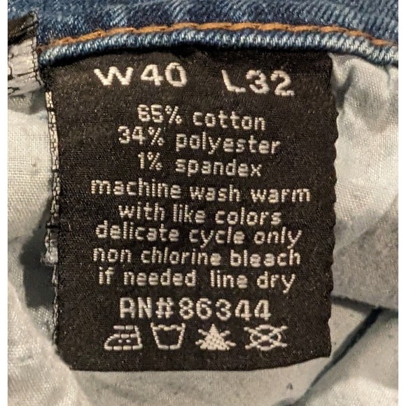 Franky Max Distressed Denim Blue Jeans 38x32 Embroidered Pockets Leather Trim - Picture 14 of 14